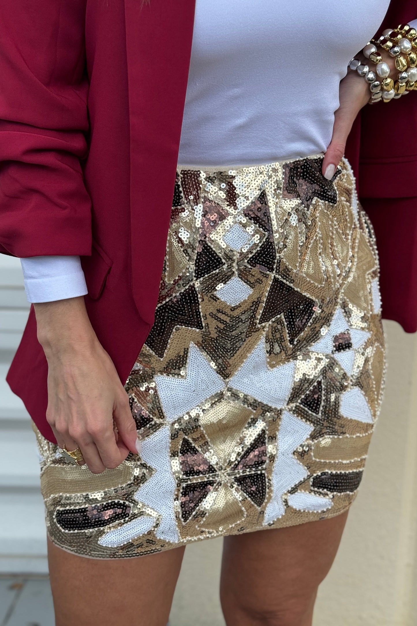 GEOMETRIC SHINNY SKIRT