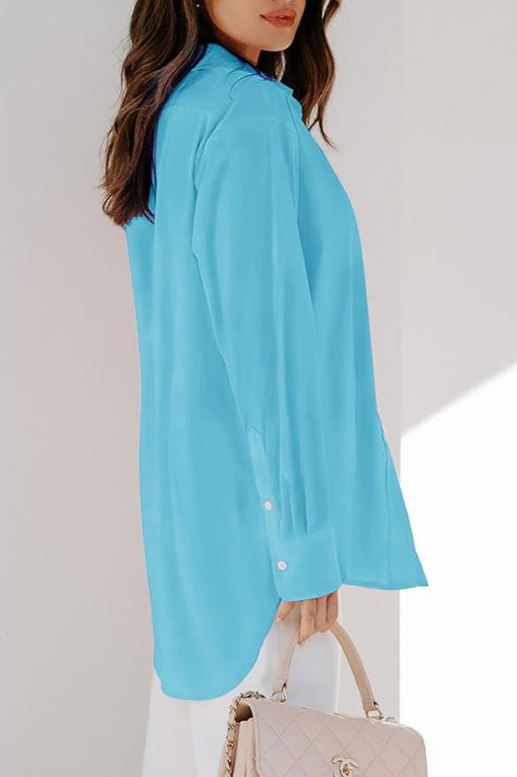 BABY BLUE BASIC SHIRT BLOUSE