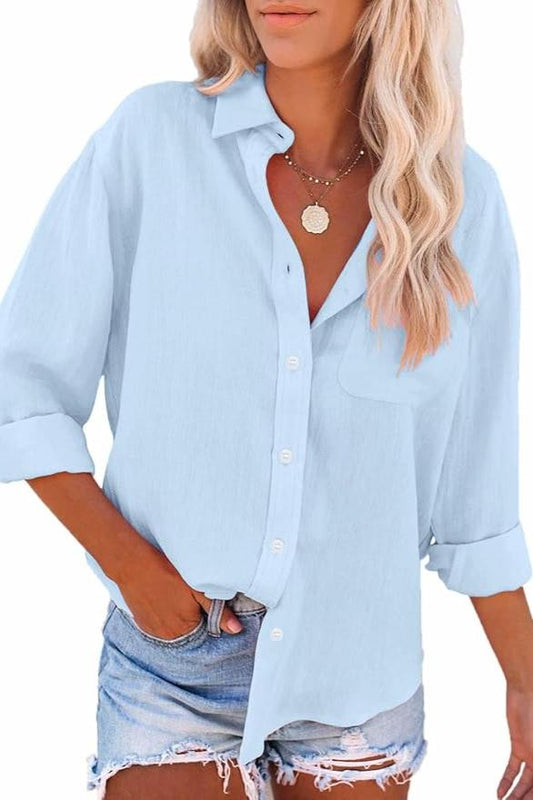 LINEN BLUE BLOUSE