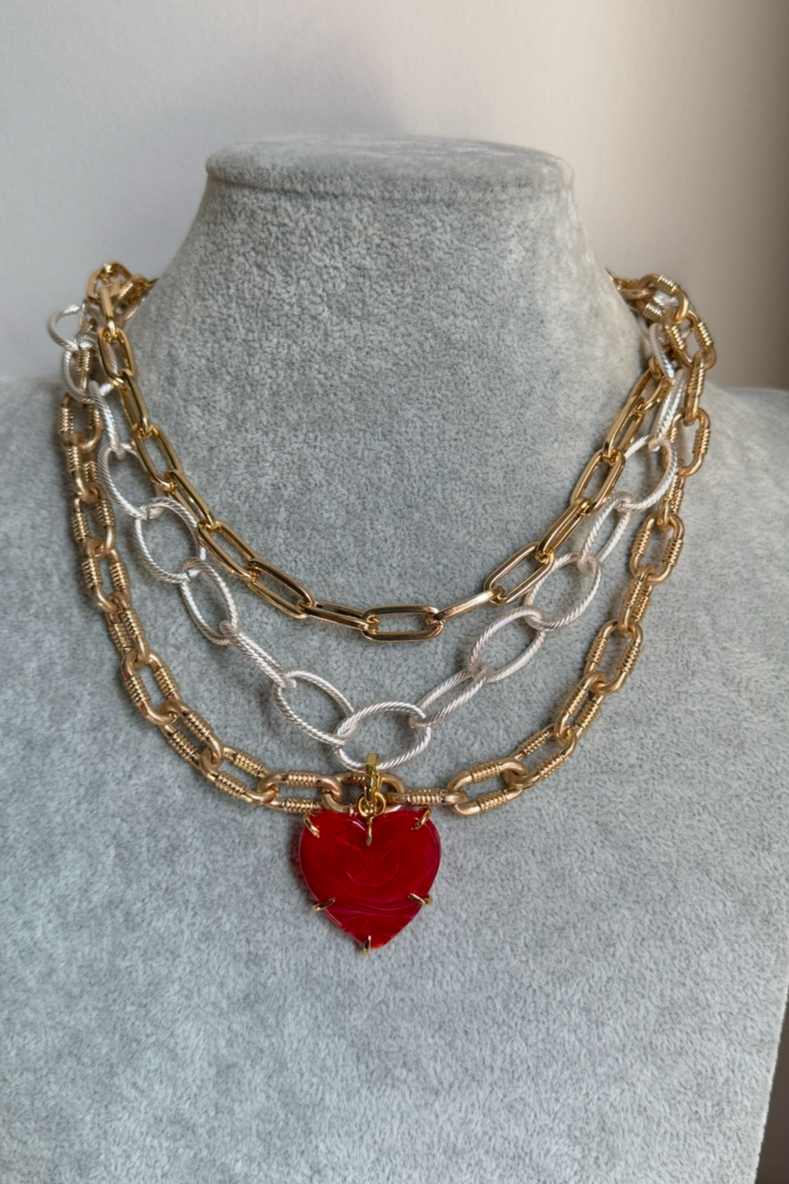 NECKLACE HEART RED