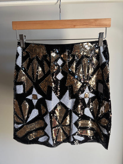 GEOMETRIC SHINNY SKIRT