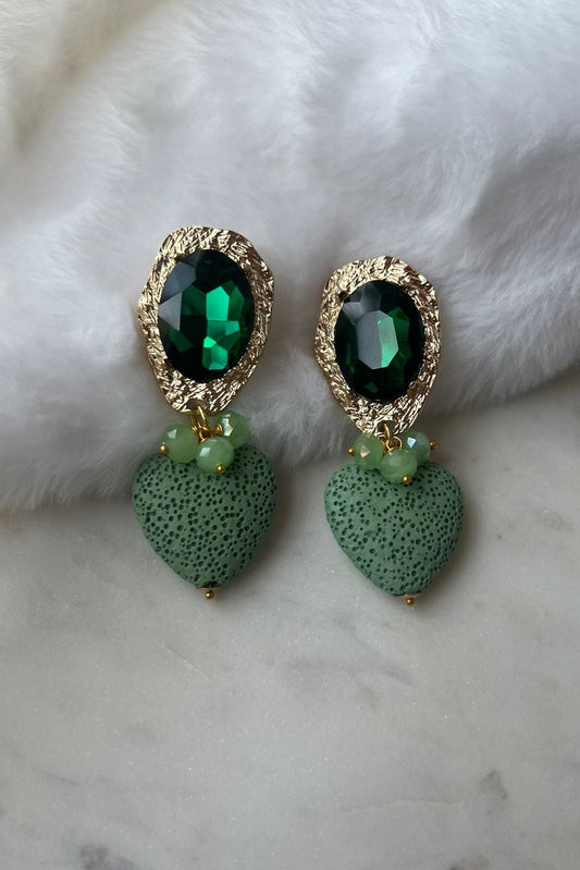 EMERALD HEART EARRINGS